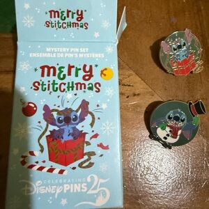 Disney Pin New Open Box Stitch Christmas Mystery Set - Merry Stitchmas -- 2 pins